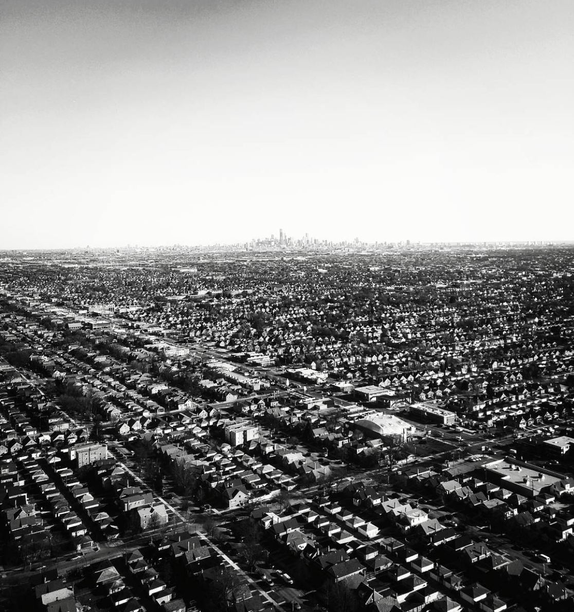 Black & White Aerial Photo of Chicago on Business Travel