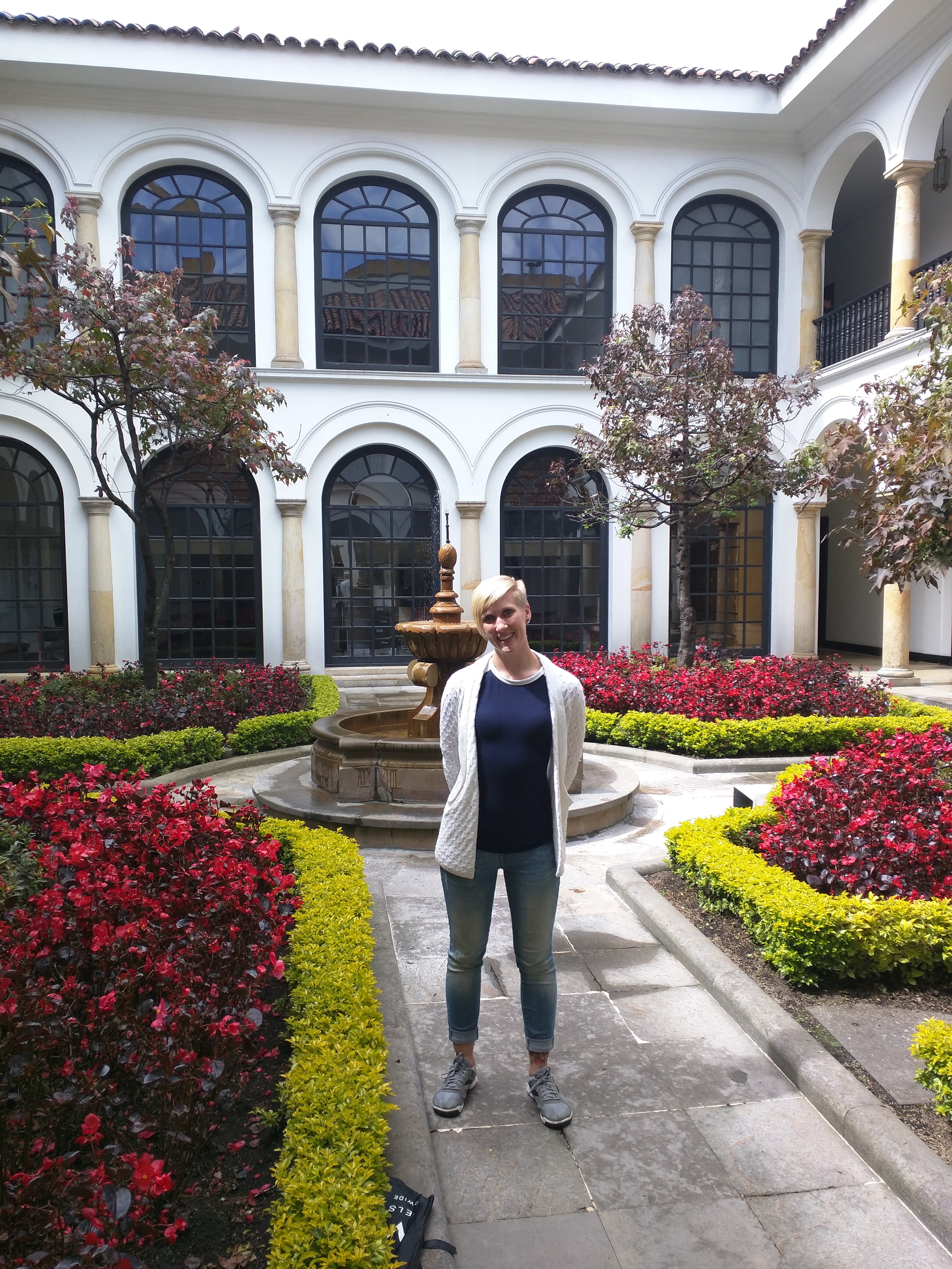 Heather Physioc in the Courtyard Garden at the Botero Museum in Bogota, Colombia