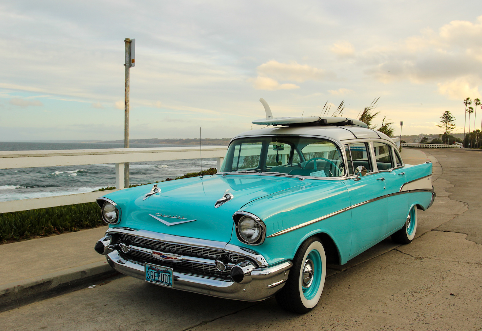 Baby Blue 1957 Chevy Seaside in La Jolla, San Diego, CA