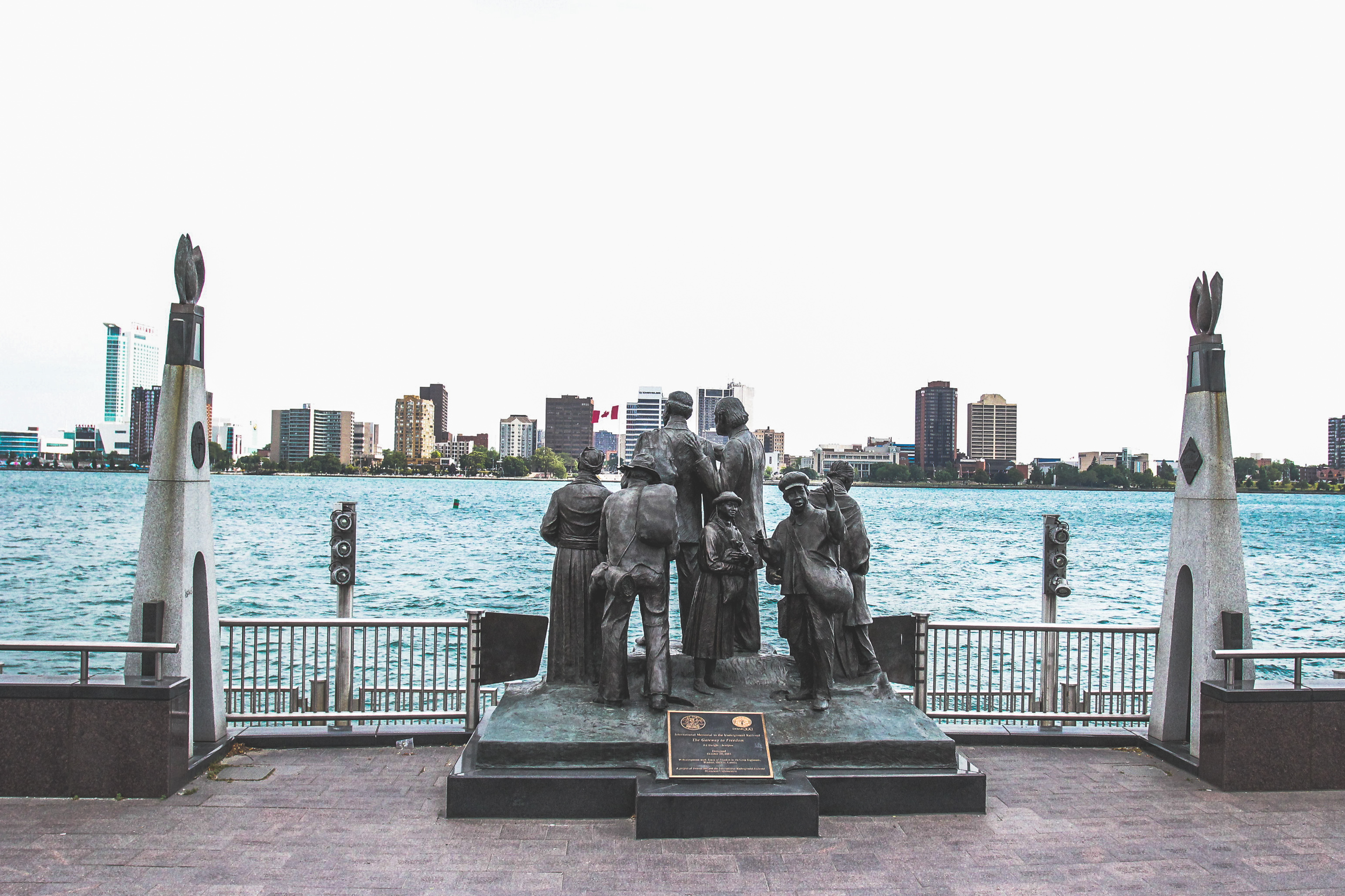 Hart Plaza Riverfront View of Windsor, Canada in Detroit, MI