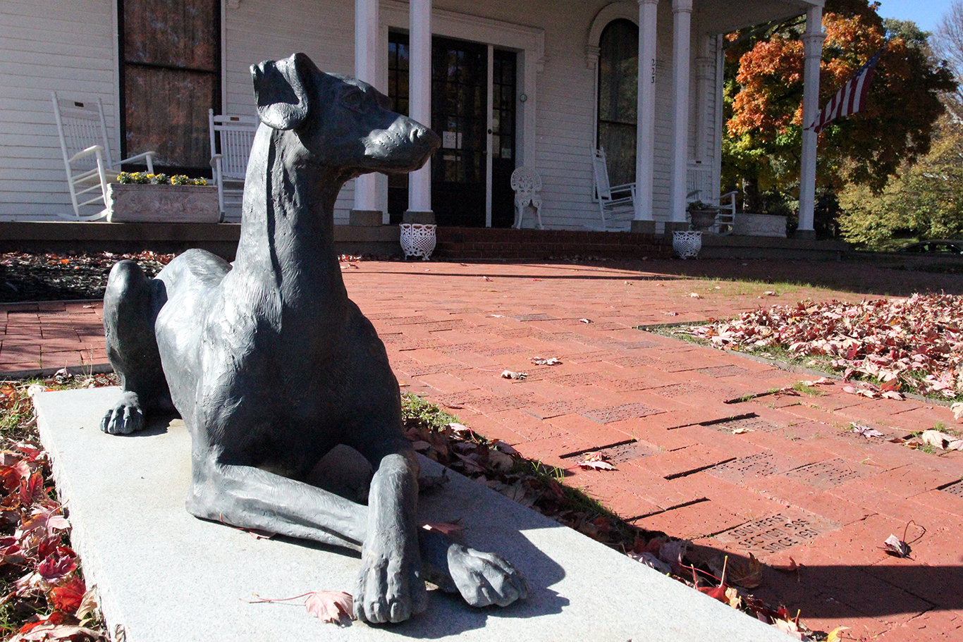 Greyhounds Statues at Amelia Earhart Birthplace & Childhood Home in Atchison, KS