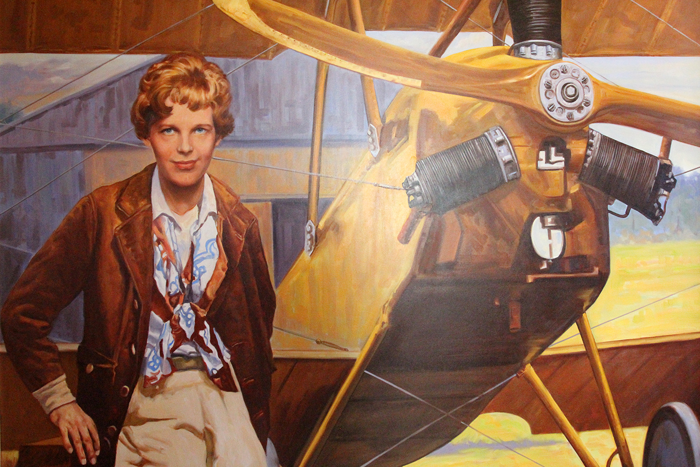 Painting of Amelia Earhart in Atchison, KS