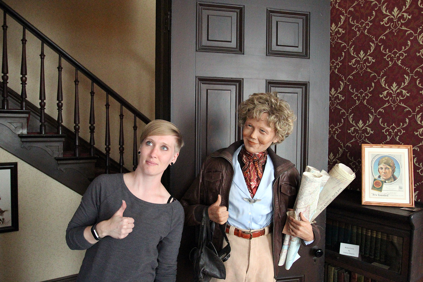 Me with an Amelia Earhart Wax Statue in Atchison, KS