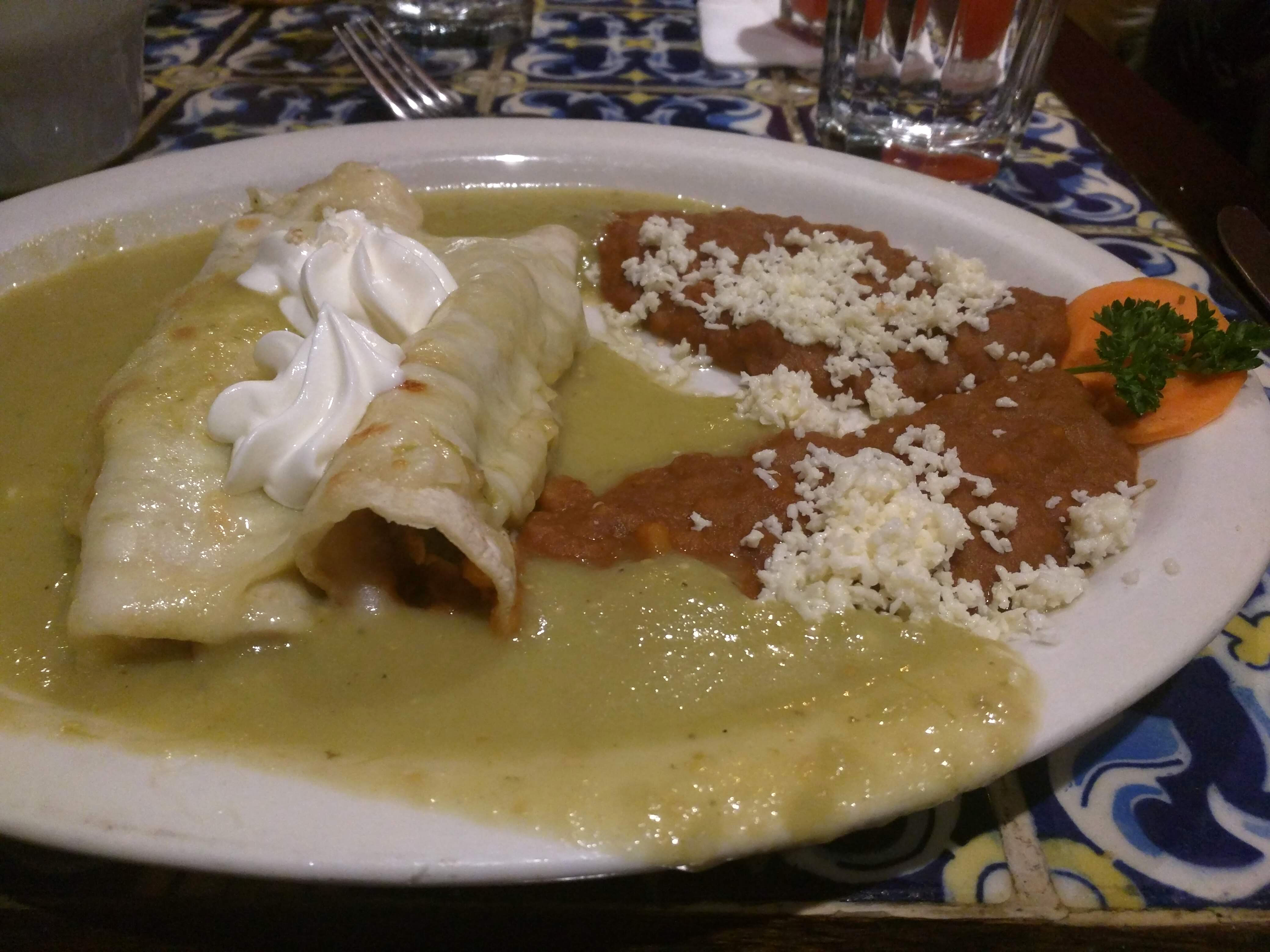 Vegetarian Enchiladas at Casa Romero in Boston