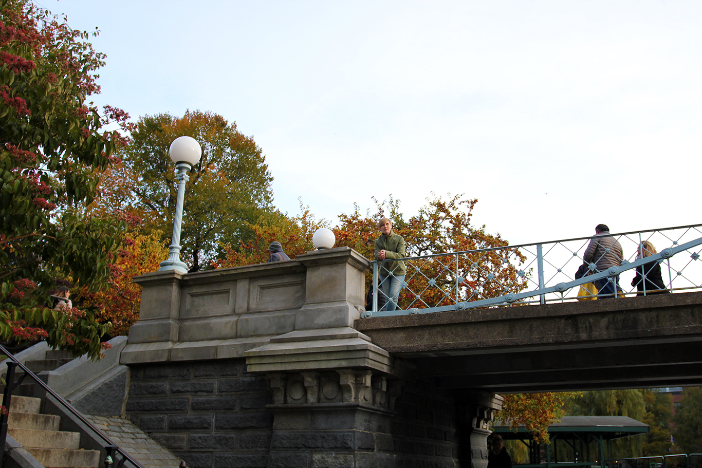 Fall Foliage Behind the Bridge at Boston Common