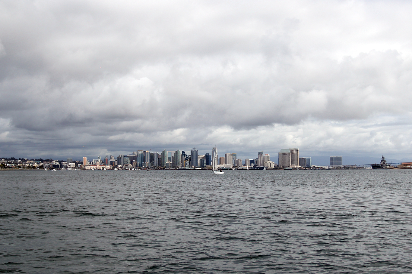San Diego skyline from the Pacific ocean