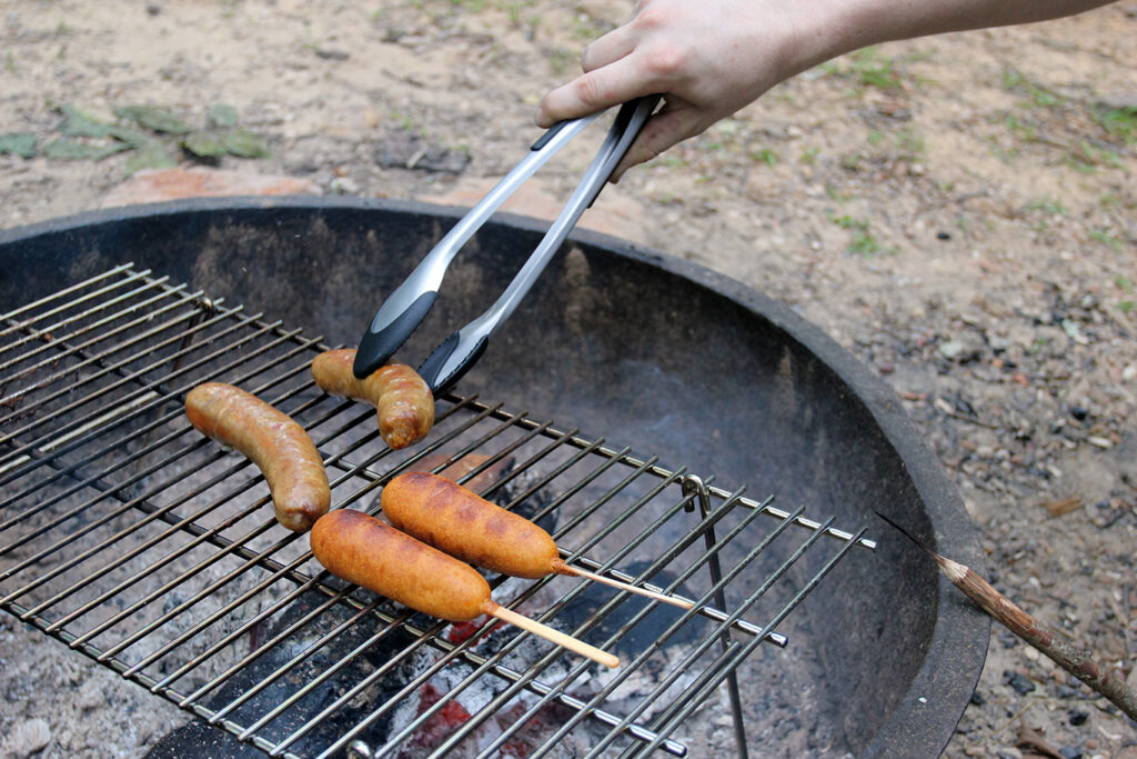 Grilling Bratwurst & Corn Dogs at White Rock Mountain, Arkansas