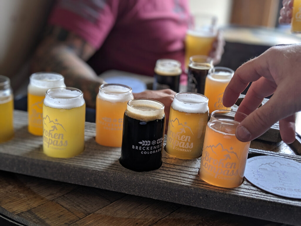 Beer Flights at Broken Compass Brewing in Breckenridge