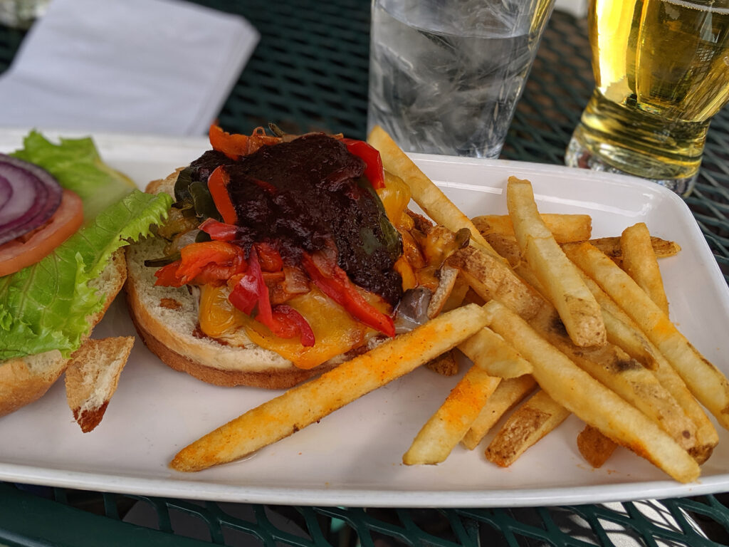 Enchilada Veggie Burger at Dillon Dam Brewery