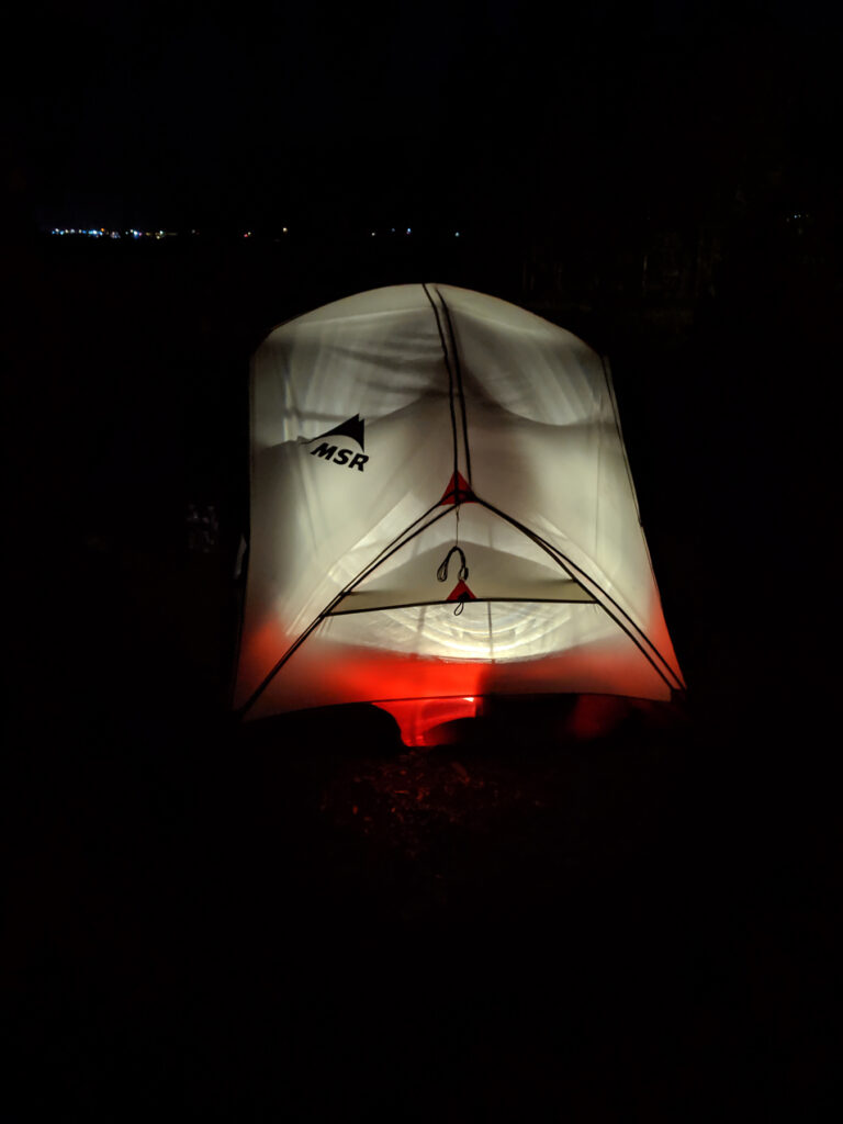 Tent at Night at Prospector Campground Colorado