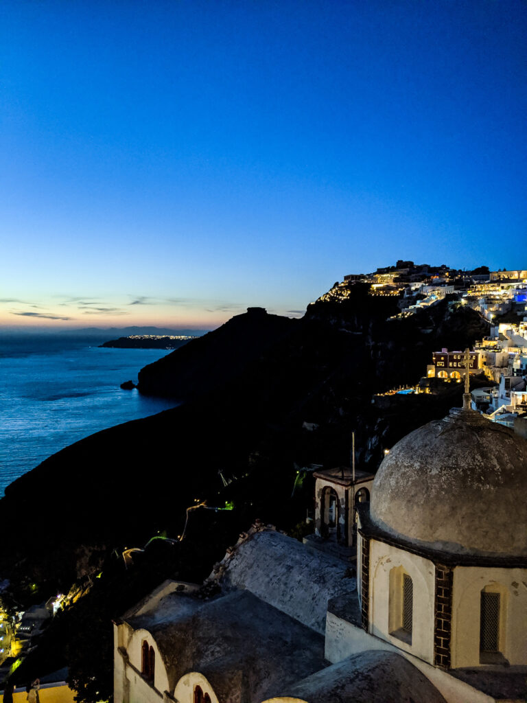 Thera Santorini at Dusk Old Port Steps