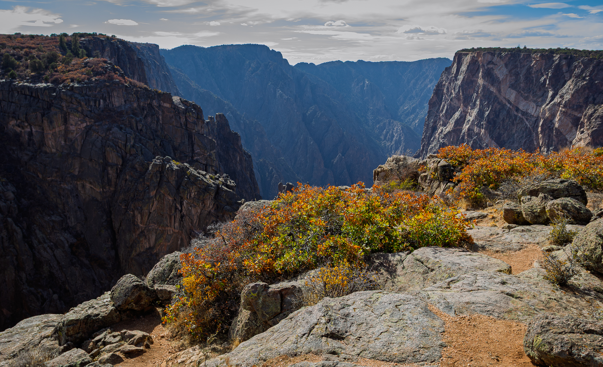 Canyon walls repeating into the distance