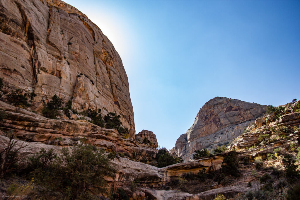 Sun & Shadow Inside Canyon at Capitol Reef National Park in Utah