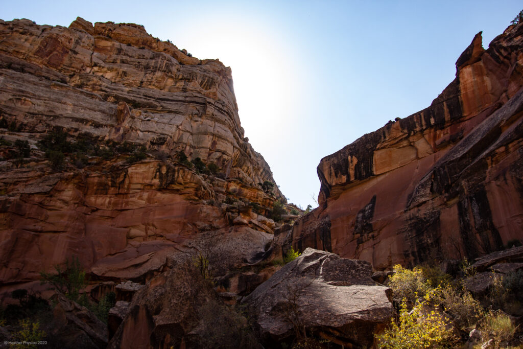 Sun Behind Cliff Faces in Capitol Reef National Park