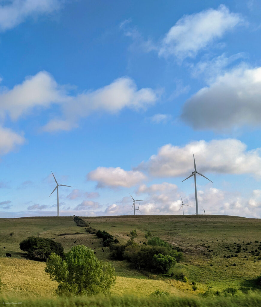 Windmills on the Kansas Prairie - 70 Highway to Colorado