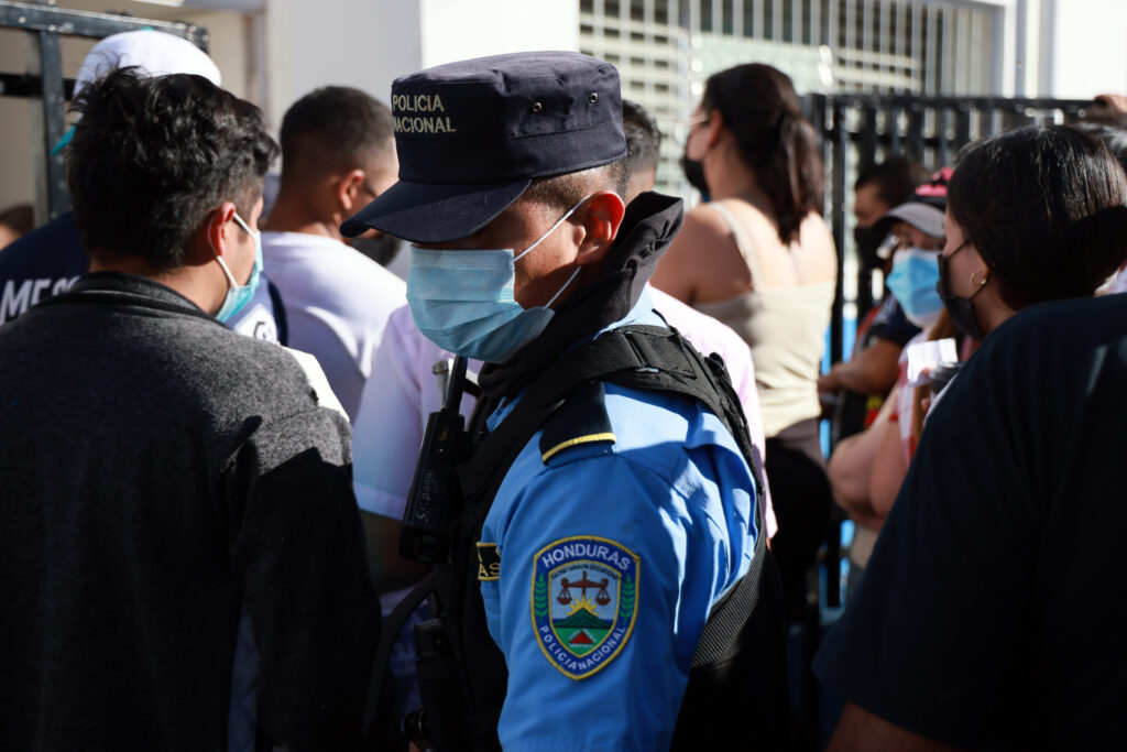 Honduran Policia Nacional at the Voting Site in Buenos Aires, Tegucigalpa, Honduras