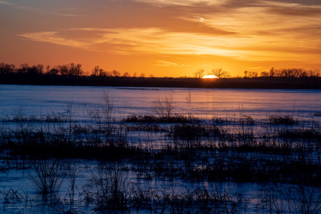 Colorful  Sunset on the Marsh at L oess Bluffs National Wildlife Refuge in Northwestern Missouri