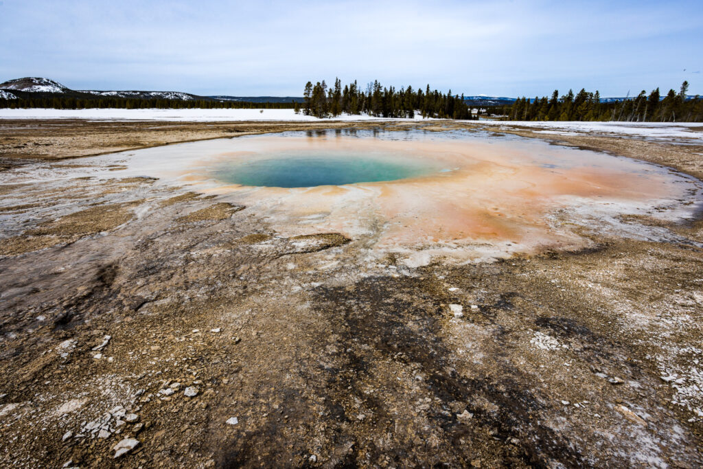 Opal Pool at Midway Geyser Basin from the Boardwalk in Yellowstone National Park