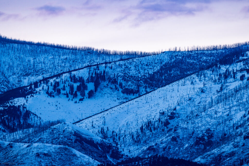 Winter Blue Hour in the Gallatin Mountains of Montana