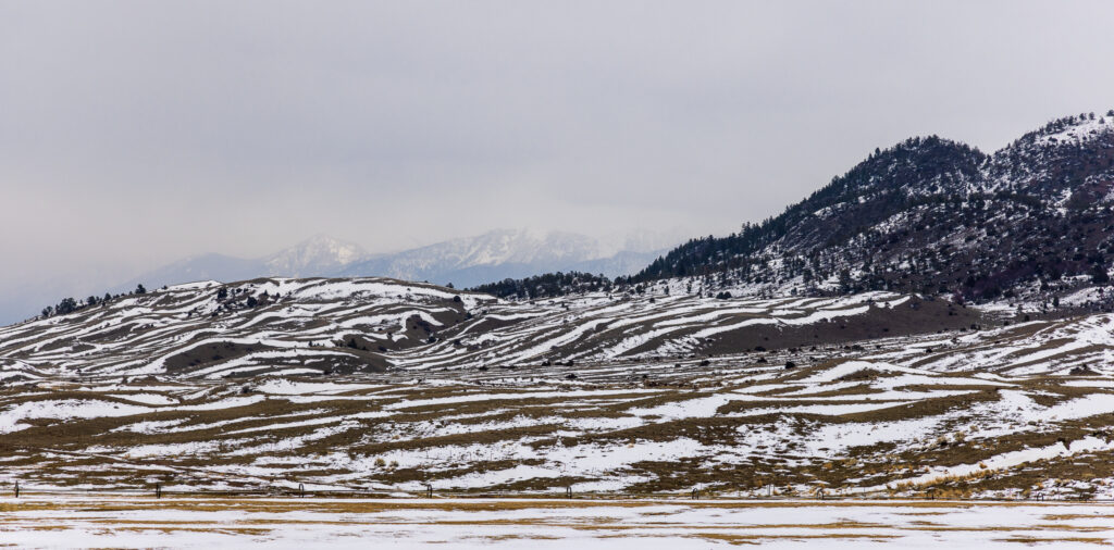 Wavy Ribbons of Snow in the Foothills of the Absaroka Range at Paradise Valley, Montana